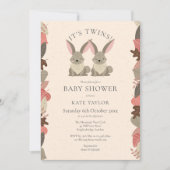 Tweeling Bosdieren Baby Shower Strooigoed Kaart (Voorkant)