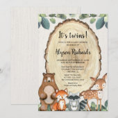 Tweeling bosgebied Geslachtsneutrale dieren baby s Kaart (Voorkant / Achterkant)