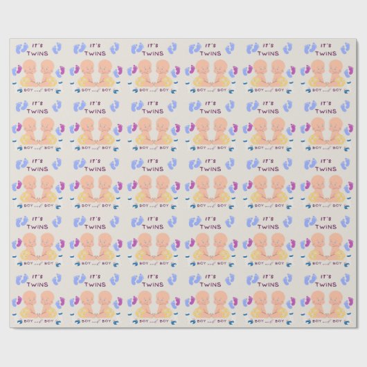 Tweeling broers baby cadeaupapier (Vlak)