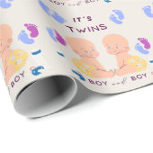 Tweeling broers baby cadeaupapier (Rol Hoek)