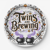 Tweeling Brouwt Halloween Baby shower Bord (Voorkant)