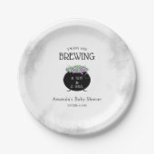 Tweeling brouwt Halloween Baby shower Papieren Bordje (Voorkant)