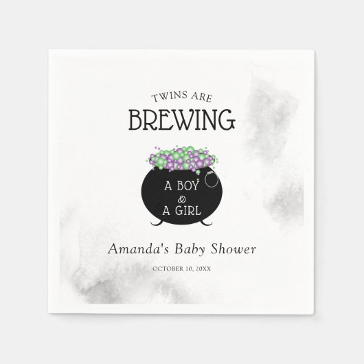 Tweeling brouwt Halloween Baby shower Servet (Voorkant)