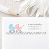 Tweeling Buggy Baby Shower Retouradreslabels Etiket (Insitu)