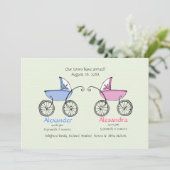 Tweeling Carriages Baby geboorteaankondiging Aankondiging (Staand voorkant)