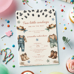 Tweeling Cowboys Baby Shower Uitnodiging
