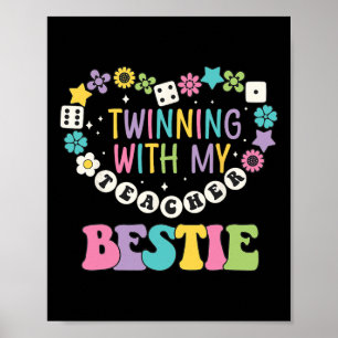 Tweeling Dag Vrienden Leraar Tweeling Met Mijn Bes Poster