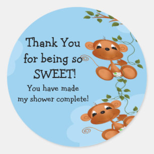 Tweeling Dank je Aap Baby shower Sticker