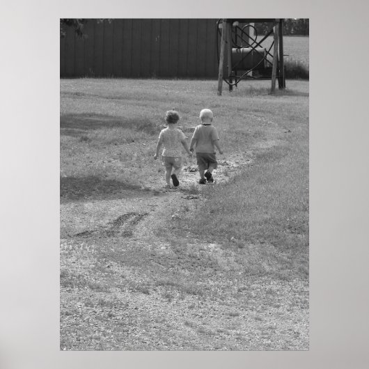 tweeling die zwart en wit poster loopt (Voorkant)