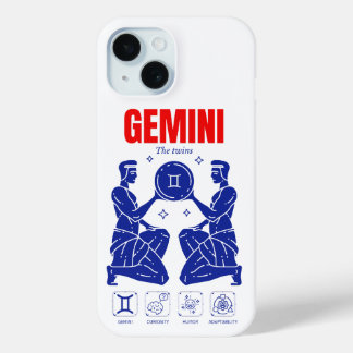 Tweeling Dierenriem Dualiteit Astrologie Lijnkunst iPhone 15 Case