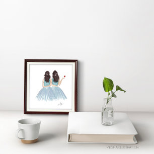 Tweeling, dierenriem, tweeling, mode schets, poster