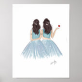 Tweeling, dierenriem, tweeling, mode schets, poster (Voorkant)