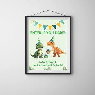 Tweeling Dinosaur Diner Poster Binnenkomen als j