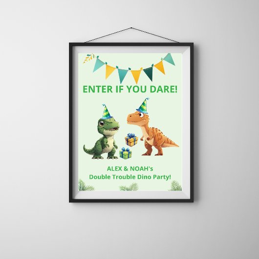 Tweeling Dinosaur Diner Poster | Binnenkomen als j
