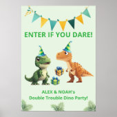 Tweeling Dinosaur Diner Poster | Binnenkomen als j (Voorkant)