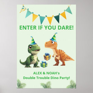 Tweeling Dinosaur Diner Poster Binnenkomen als j