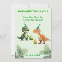 Tweeling Dinosaur Verjaardag Dank Je Kaart | Dino-