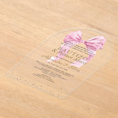 Tweeling Dochters Roze Strik Eerste Verjaardag Doo Acryl Uitnodigingen (Laagn)