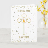 Tweeling Doop Gouden Kruis Kaart (Gele Bloem)