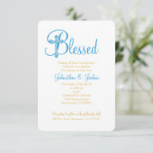 Tweeling doop of doop blauw gouden kruis kaart (Staand voorkant)