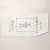 Tweeling Doop op Geel 2 Kruizen Gepersonaliseerd Badhanddoek (Badhanddoek)
