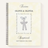 Tweeling Doop op Geel 2 Kruizen Gepersonaliseerd Notitieboek (Voorkant)