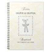 Tweeling Doop op Geel 2 Kruizen Gepersonaliseerd Notitieboek (Voorkant)