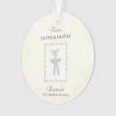 Tweeling Doop op Geel 2 Kruizen Gepersonaliseerd Ornament (voorkant)