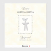 Tweeling Doop op Geel 2 Kruizen Gepersonaliseerd Sticker (Vel)
