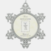 Tweeling Doop op Geel 2 Kruizen Gepersonaliseerd Tin Sneeuwvlok Ornament (Voorkant)