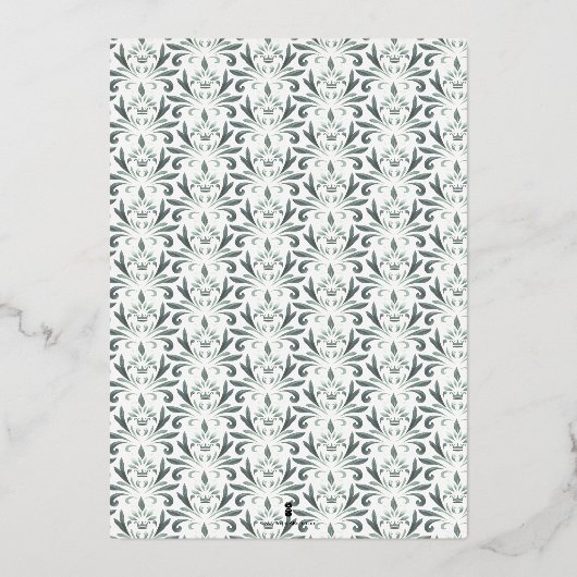 Tweeling Doop Uitnodigingen Sage Green Crest (Achterkant)