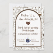 Tweeling Double Shot Coffee Baby shower Invitation Kaart (Voorkant)
