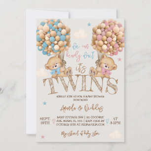 Tweeling Draagt Ballonnen Baby Shower Kaart