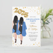 Tweeling Dubbele Graduatie Partij Kaart (Staand voorkant)