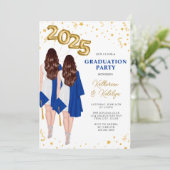 Tweeling Dubbele Graduatie Partij Kaart (Staand voorkant)