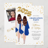 Tweeling Dubbele Graduatie Partij Kaart (Voorkant / Achterkant)