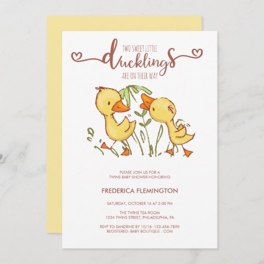 Tweeling Eendjes Baby Shower Kaart (Voorkant / Achterkant)