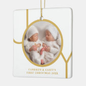 Tweeling eerste kerstfoto keramisch ornament (Links)
