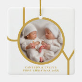 Tweeling eerste kerstfoto keramisch ornament (Achterkant)