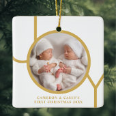 Tweeling eerste kerstfoto keramisch ornament