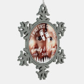 Tweeling eerste kerstfoto tin sneeuwvlok ornament (Links)