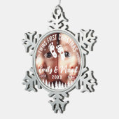 Tweeling eerste kerstfoto tin sneeuwvlok ornament (Rechts)