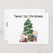 Tweeling Eerste Kerstmis T-shirts en Cadeaus Feestdagenkaart (Voorkant / Achterkant)