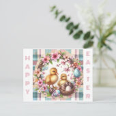 Tweeling Eerste Pasen Waterverf Twee Ducklings Briefkaart (Staand voorkant)