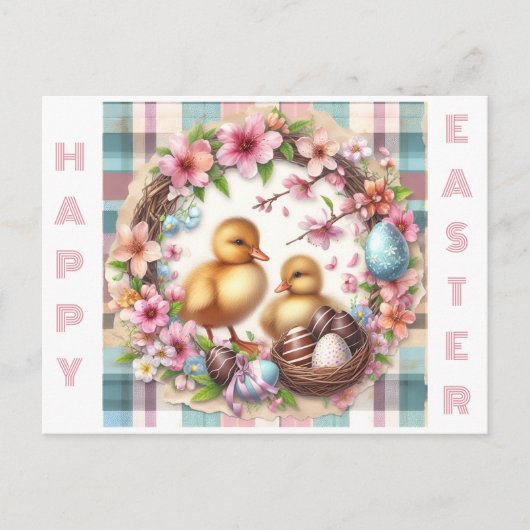 Tweeling Eerste Pasen Waterverf Twee Ducklings Briefkaart (Voorkant)