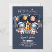 Tweeling eerste reis rond de zon 1e verjaardag kaart (Voorkant)