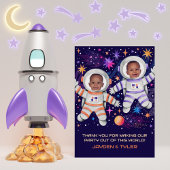 Tweeling eerste reis rond de zon Astronaut Foto Bedankkaart