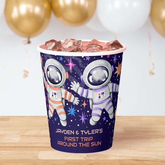 Tweeling eerste reis rond de Zon Astronaut Rockets Papieren Bekers