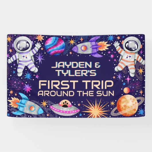 Tweeling eerste reis rond het sterrenstelsel van d spandoek (Horizontaal)