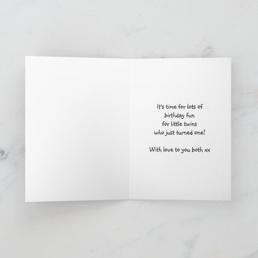 Tweeling eerste verjaardag Kaart - twee kleine Ber (Binnen)